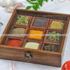 9 Portion Wooden Spice Box