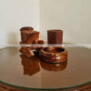 Set Of 3 Wooden Set  Chair Coaster Set , Pen Holder And Ash Tray
