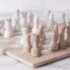 15" Chess Set Travertine & White