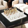 White & Green onyx Chess Set 12''