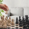Black & Fossil Coral Chess Set 15''